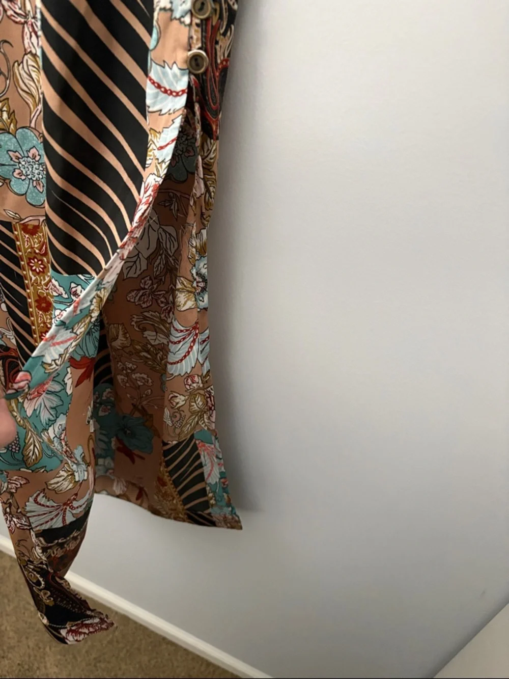 Boho Festival Patchwork Floral Paisley Wide Leg Pants Small Indie FairyCore - Picture 6 of 8